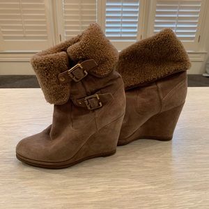 Christian Dior wedge faux fur lined booties
